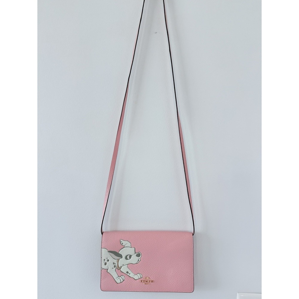 Coach Disney Dog Pink Leather Shoulder Wallet Crossbody Hayden JAPAN Dalmatian - Picture 2 of 9